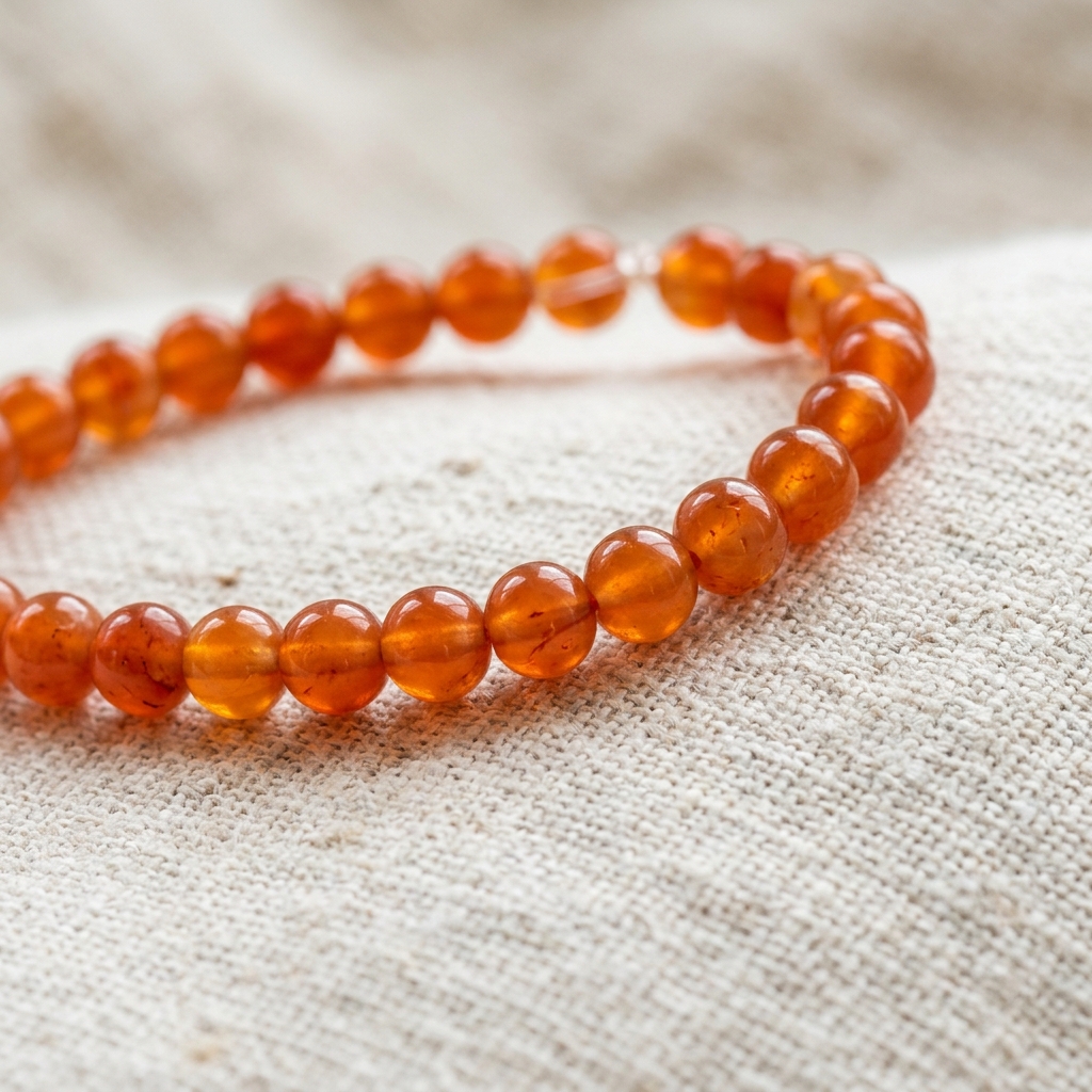 Carnelian Bracelet (4mm Beads, 7.75" Length) Photo 1