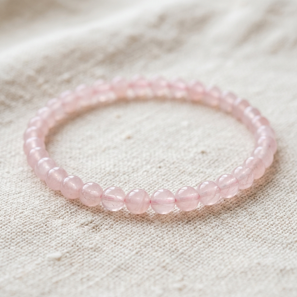 Rose Quartz Bracelet (4mm Beads, 7.75" Length) Photo 1